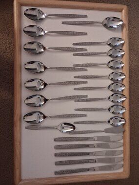 Vintage 1974 Sears Roebuck ANNEKA Flatware Set Stainless Korea Lot Of 23